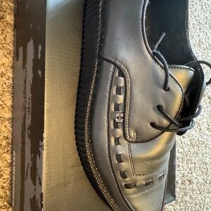 T.U.K Black Leather Oxfords